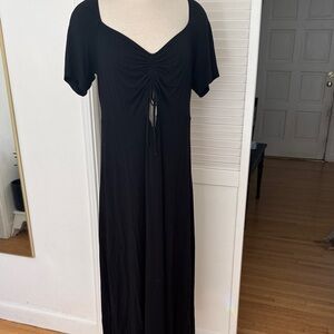 Old Navy Black Ruched Tie-Front Maxi Dress